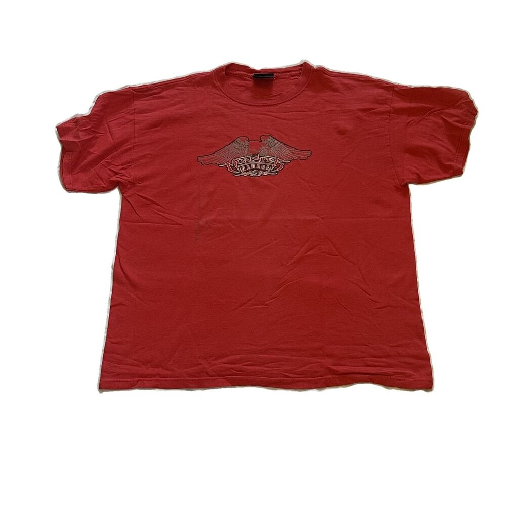 Y2K Monster Garage Eagle Graphic T-Shirt Red 2000s Vintage",